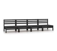 BOWEKAM Canapé de jardin 4 pièces en pin massif noir