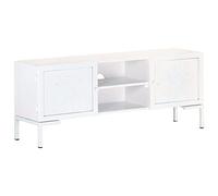 BOWEKAM Centres de divertissement et meubles TV - Meuble TV - Blanc - 115 x 30 x 46 cm - Bois massif de manguier