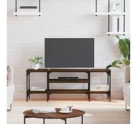BOWEKAM Centres de divertissement et meubles TV - Meuble TV en chêne marron - 121 x 35 x 45 cm - Bois et fer