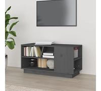 BOWEKAM Centres de divertissement et meubles TV - Meuble TV - Gris - 80 x 35 x 40,5 cm - Bois massif de pin