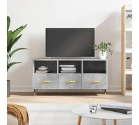 BOWEKAM Centres de divertissement et meubles TV - Meuble TV - Gris béton - 102 x 36 x 50 cm - Bois d'ingénierie