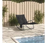 BOWEKAM Chaise longue d'extérieur en acier et textilène Noir