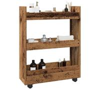 BOWEKAM Chariots de cuisine et de salle à manger - Chariot de rangement étroit à 3 étages en bois vieilli