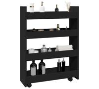 BOWEKAM Chariots de cuisine et de salle à manger - Chariot de rangement étroit à 4 étages en bois d'ingénierie noir