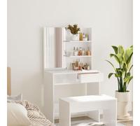 BOWEKAM Coiffeuse avec miroir Blanc brillant 74,5 x 40 x 141 cm