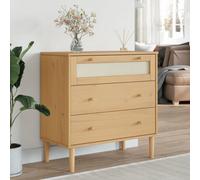BOWEKAM Commode à tiroirs SENJA aspect rotin Marron 80 x 40 x 80 cm