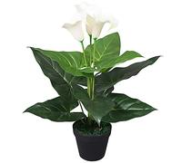 BOWEKAM Decor-Artificial Flora Lys calla artificiel avec pot Blanc 45 cm