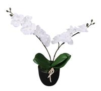 BOWEKAM Decor-Artificial Flora Orchidée artificielle avec pot Blanc 30 cm