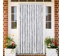 BOWEKAM Decor-Rideau moustiquaire en chenille Gris et blanc 118 x 220 cm
