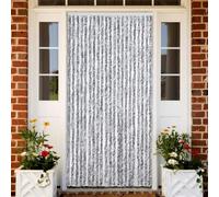 BOWEKAM Decor-Traitement de fenêtre Moustiquaire Rideau chenille Blanc et gris 90 x 200 cm