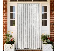 BOWEKAM Decor-Window Treatments-Brise-fenêtre Rideau en chenille Gris clair et blanc 90 x 220 cm