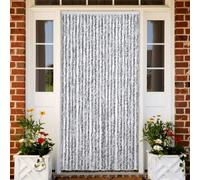 BOWEKAM Decor-Window Treatments-Paravents de fenêtre Rideau en chenille Blanc et gris 100 x 200 cm
