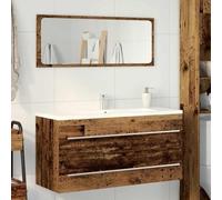 BOWEKAM Ensemble de meubles de salle de bain - Meuble lavabo de salle de bain - Bois ancien - 100 x 38,5 x 48 cm - Bois d'ingénierie