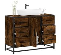 BOWEKAM Ensemble de meubles de salle de bain - Meuble lavabo de salle de bain - Chêne fumé - 80 x 33 x 60 cm - Bois d'ingénierie