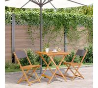 BOWEKAM Ensemble de meubles d'extérieur 3 pièces en tissu anthracite et bois massif