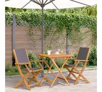 BOWEKAM Ensemble de meubles d'extérieur 3 pièces en tissu anthracite et bois massif