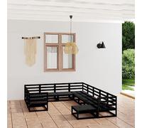 BOWEKAM Ensemble de salon de jardin 11 pièces en pin massif - Meubles d'extérieur