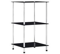 BOWEKAM Étagère à 3 niveaux en verre trempé pour meubles, bibliothèques et étagères sur pied, noir, 40 x 40 x 67 cm