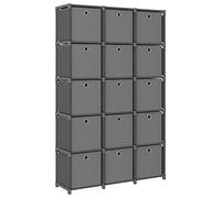 BOWEKAM Étagère-Bibliothèques et étagères sur pied - 15 cubes - En tissu - Gris - 103 x 30 x 175,5 cm