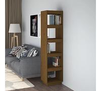 BOWEKAM Étagère-bibliothèques et étagères sur pied - Meuble à livres / séparateur de pièce - Bois de pin massif - Marron - 40 x 35 x 167 cm