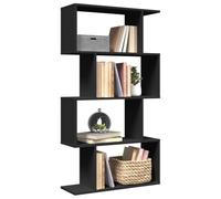 BOWEKAM Étagère-Bibliothèques et étagères sur pied - Séparateur de pièce - 4 niveaux - Noir - 70 x 24 x 129 cm - Bois d'ingénierie