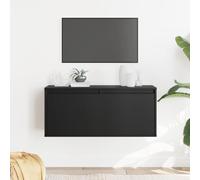 BOWEKAM Étagère murale en pin massif Noir 80 x 30 x 35 cm
