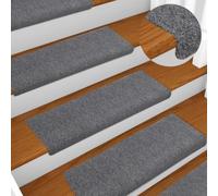 BOWEKAM Fournitures ménagères - Marches d'escalier - Tapis d'escalier - 15 pièces - Poinçon aiguille - 65 x 21 x 4 cm - Gris clair