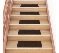 BOWEKAM Fournitures ménagères - Tapis d'escalier auto-adhésifs rectangulaires - 15 pièces - 60 x 25 cm - Marron