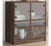 BOWEKAM Home & Garden Armoire d'appoint avec portes vitrées Chêne marron 68 x 37 x 75,5 cm
