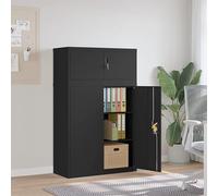 BOWEKAM Home & Garden Armoire de rangement en acier Noir 90 x 40 x 145 cm