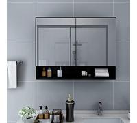 BOWEKAM Home & Garden Armoire de salle de bain avec miroir LED Noir 80 x 15 x 60 cm MDF