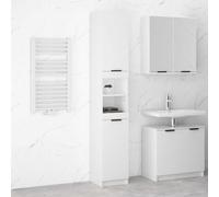 BOWEKAM Home & Garden Armoire de salle de bain en bois d'ingénierie Blanc brillant 32 x 34 x 188,5 cm