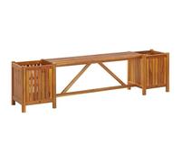 BOWEKAM Home & Garden Banc de jardin avec 2 pots de fleurs en bois d'acacia massif 150 x 30 x 40 cm