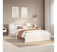 BOWEKAM Home & Garden-Bibliothèque Lit sans matelas en pin massif Blanc 160 x 200 cm