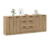 BOWEKAM Home & Garden-Buffet 3 pièces Chêne artisanal 60 x 30 x 70 cm