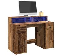 BOWEKAM Home & Garden Bureau avec lumières LED Bois ancien 120 x 55 x 91 cm