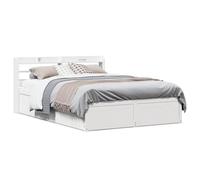 BOWEKAM Home & Garden Cadre de lit avec tête de lit en pin massif Blanc 140 x 190 cm