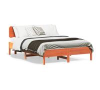 BOWEKAM Home & Garden Cadre de lit double en pin massif sans matelas Marron ciré 135 x 190 cm