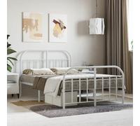 BOWEKAM Home & Garden Cadre de lit en métal sans matelas avec pied de lit Blanc 120 x 200 cm