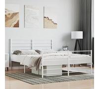 BOWEKAM Home & Garden Cadre de lit en métal sans matelas avec pied de lit Blanc 140 x 190 cm