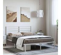 BOWEKAM Home & Garden Cadre de lit en métal sans matelas avec tête de lit Blanc 135 x 190 cm