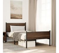 BOWEKAM Home & Garden Cadre de lit en métal sans matelas Chêne marron 100 x 200 cm