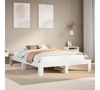 BOWEKAM Home & Garden-Cadre de lit sans matelas Blanc 140 x 200 cm Bois massif Pin
