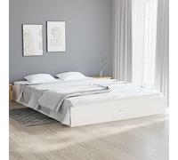 BOWEKAM Home & Garden Cadre de lit sans matelas en bois massif blanc 200 x 200 cm