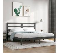 BOWEKAM Home & Garden-Cadre de lit sans matelas Gris 200 x 200 cm Bois massif Pin