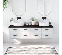 BOWEKAM Home & Garden-Comptoir de salle de bain en bois massif traité Marron foncé 180 x 60 x (2-4) cm