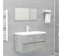 BOWEKAM Home & Garden - Ensemble de 2 meubles de salle de bain - Gris béton - Matériau bois au choix