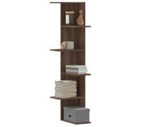 BOWEKAM Home & Garden Étagère d'angle murale en bois d'ingénierie Chêne Marron 36,5 x 36,5 x 140 cm