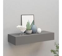 BOWEKAM Home & Garden Étagère murale à tiroir en MDF Gris 60 x 23,5 x 10 cm