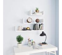 BOWEKAM Home & Garden Étagère murale en bois 3 pièces Blanc